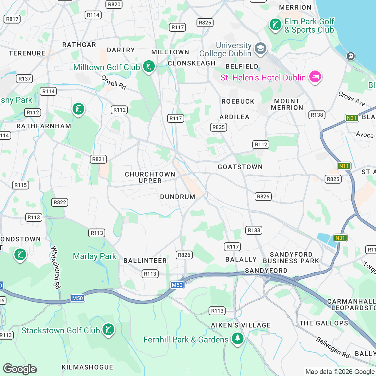 Map: Dundrum Town Centre, Sandyford Rd, Dublin, IE