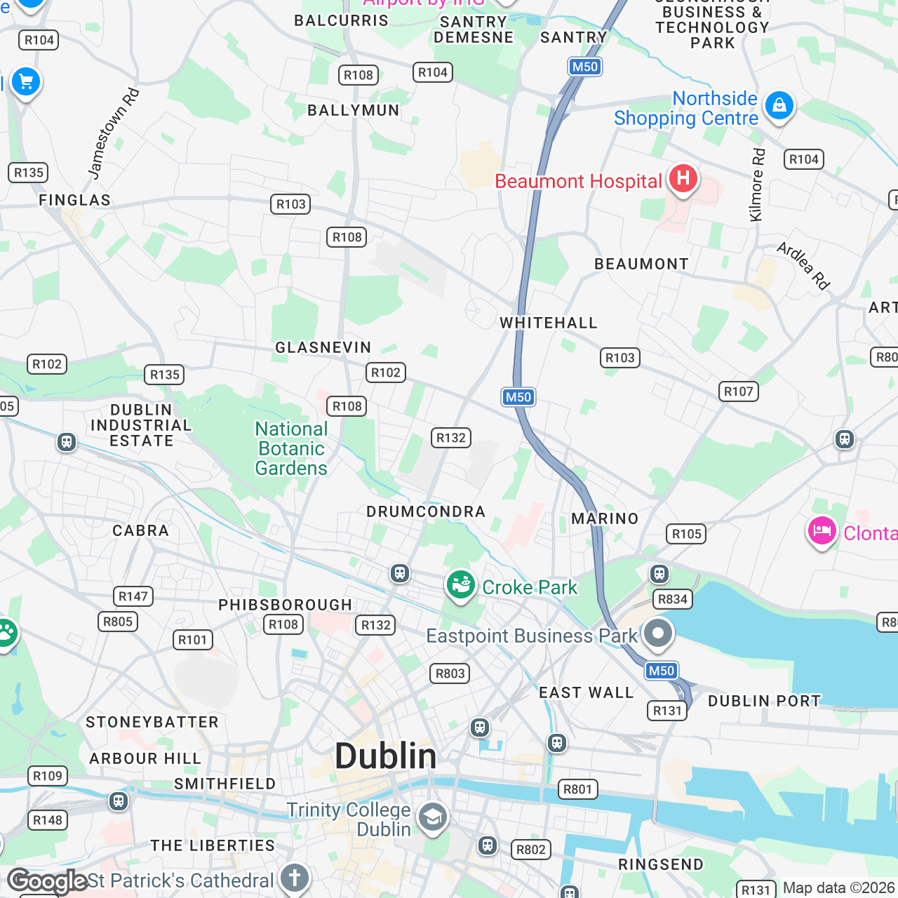 Map: 104 Drumcondra Rd Upper, Dublin, D09 FP29, IE
