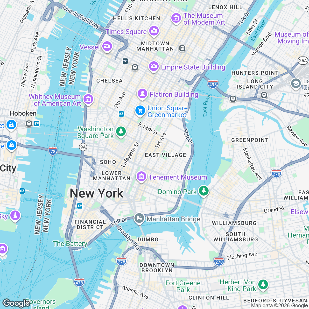 Map: 96 E 7th St, New York, New York, 10009, US